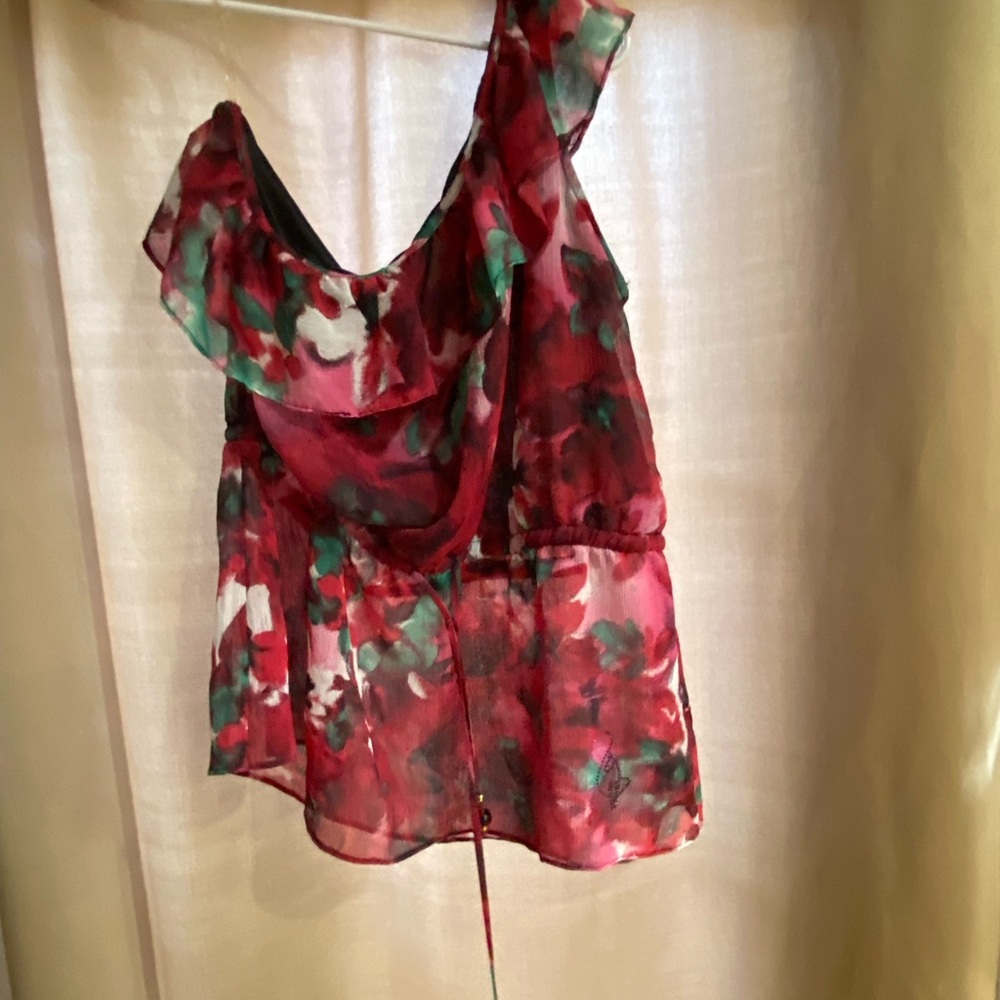 Floral Sleeveless Top - Red and Green